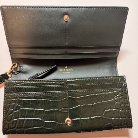 Kate Spade Wristlet Wallet Clutch Crocodile - Green - Picture 3 of 7